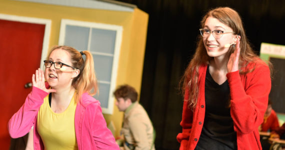 Nancy Treder/Bainbridge Island Review Photos
Addie Beermann and Lyra Cromwell in the roles of Ramona and Beezus Quimby in the BHS production by Beverly Cleary.