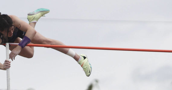 Justin Marten of Bainbridge shot an 82. File Photos
Ella McRitchie of Bainbridge clears 13 feet to place third in the pole vault at the 3A state track meet in Tacoma. Steve Powell/Bainbridge Island Review photos