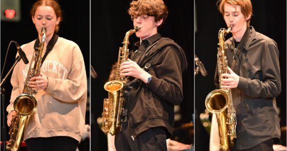 Elana Memke, Lang Armstrong and Barrett Lhamon were the outstanding top saxophone soloists from BHS. Nancy Treder/Bainbridge Review