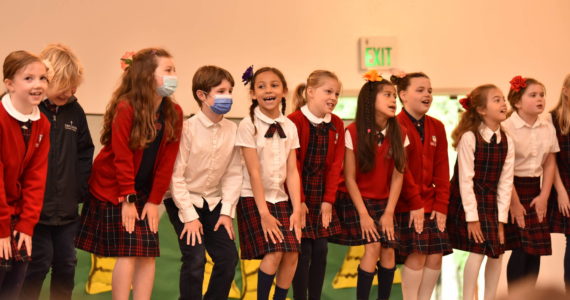 Second-grade students singing during the spring concert at St. Cecilia Catholic School. Nancy Treder/Bainbridge Island Review