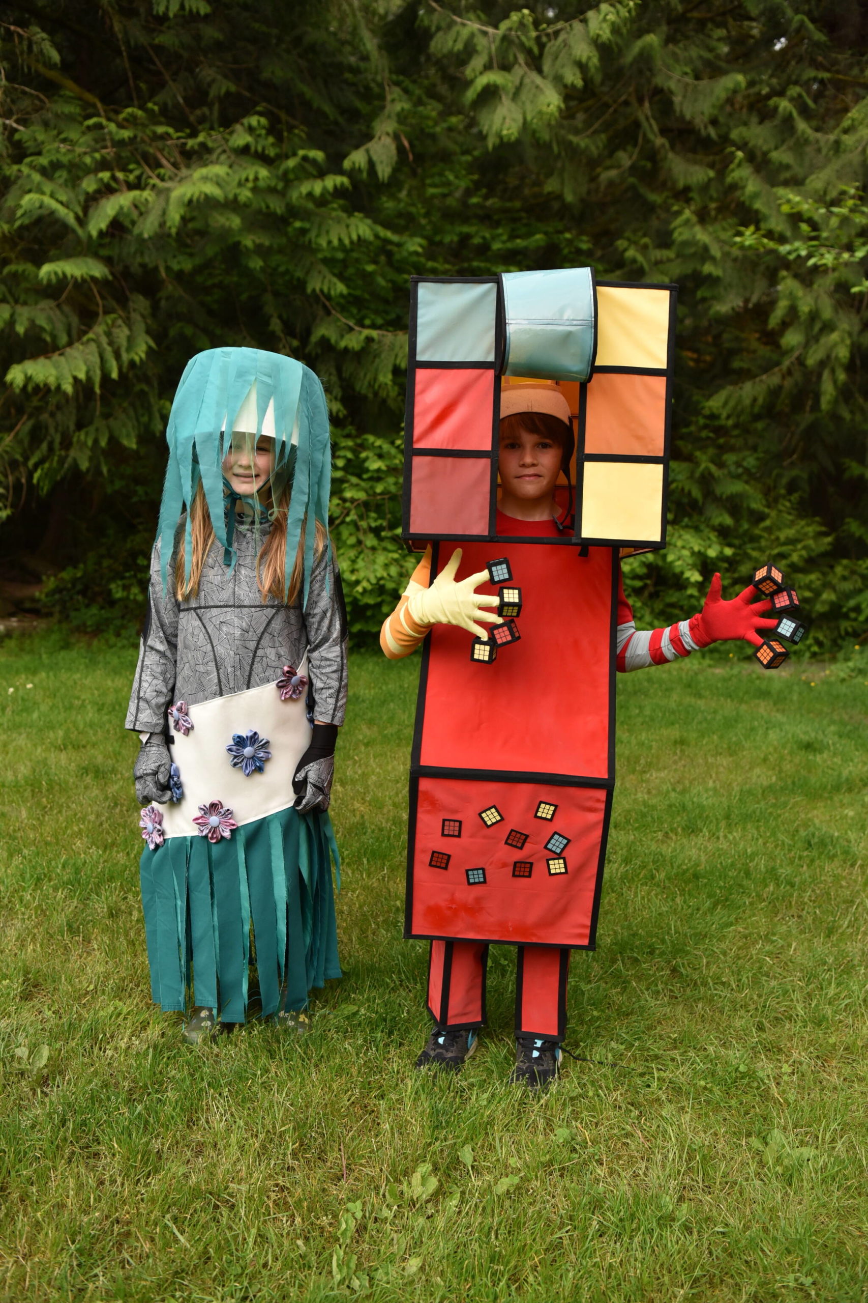 Fiona Livingston modeled a Sound suit designed by Dawn Snider, and Finn McDowell modeled one designed by Lynn Christiansen.