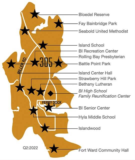 Emergency hub locations. Courtesy map