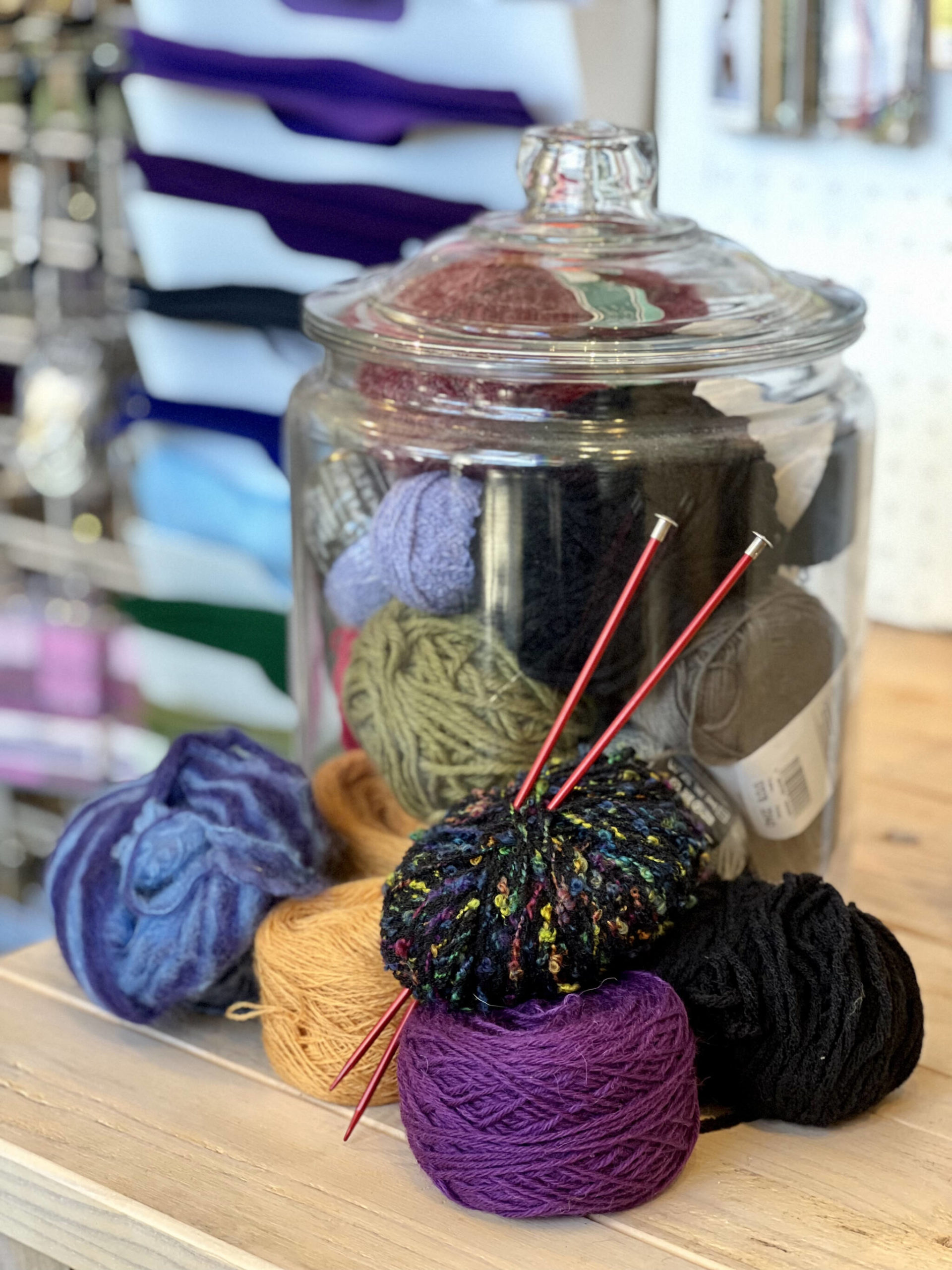A small portion of the yarn balls rescued from the landfill.