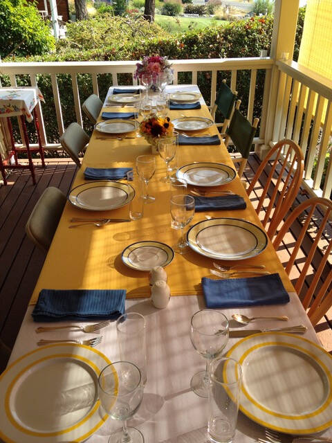 A table setting created with items from the lending library.