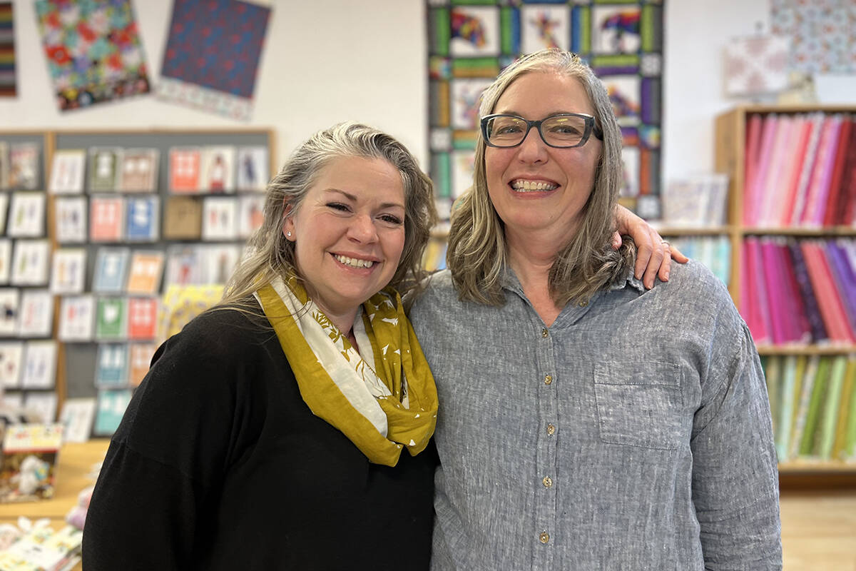 Piper Tupper, owner of Esther’s Fabrics (left), and store manager Allison can be your emotional support for all your sewing and craft projects.