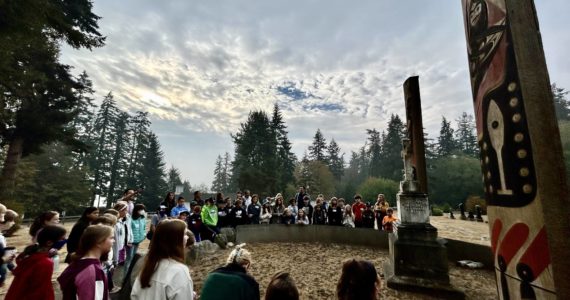 Sakai Intermediate School students visit Chief Seattle’s gravesite in Suquamish. Courtesy Photo