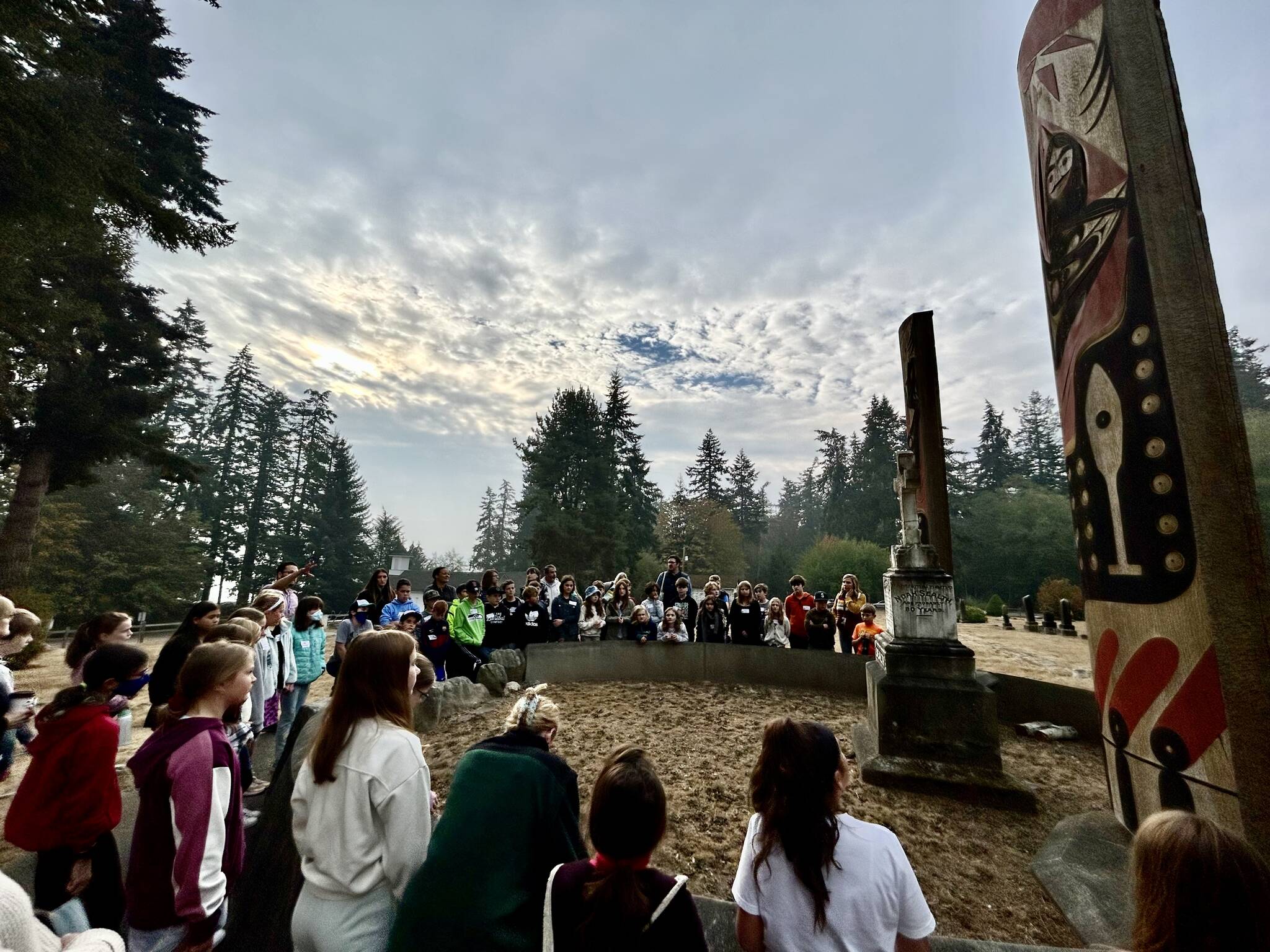 Sakai Intermediate School students visit Chief Seattle’s gravesite in Suquamish. Courtesy Photo