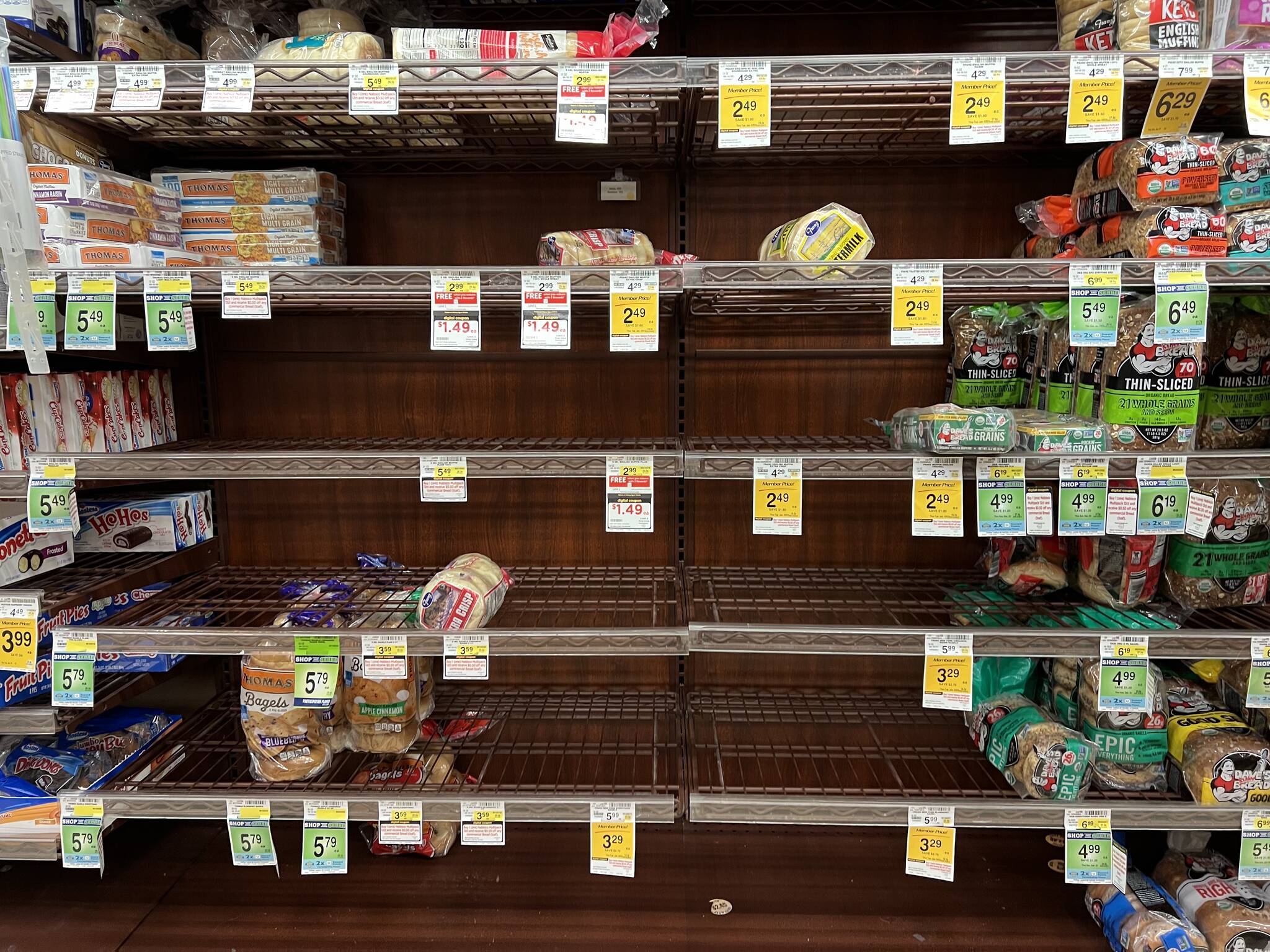 Many items in the store were quickly purchased by shoppers preparing for the storm.