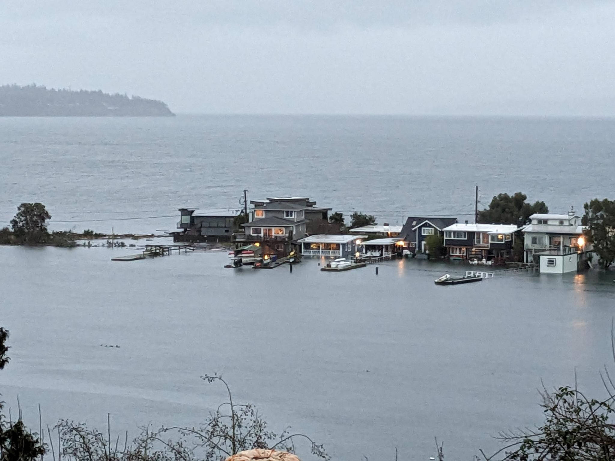 Homes on Hedley Spit experience flooding during the King Tide Dec. 27.