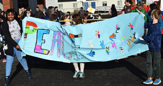 About 120 people marched in the Young People’s March for Peace and Kindness Jan. 16. Nicholas Zeller-Singh/Kitsap News Group Photos