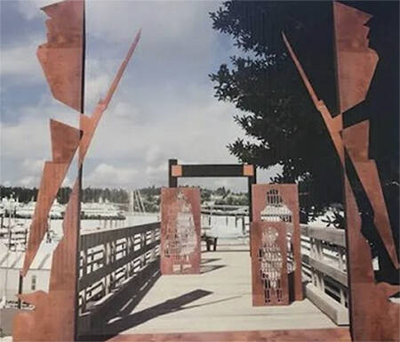 Artwork at the Japanese American Exclusion Memorial Dock on Bainbridge Island. Courtesy Photo