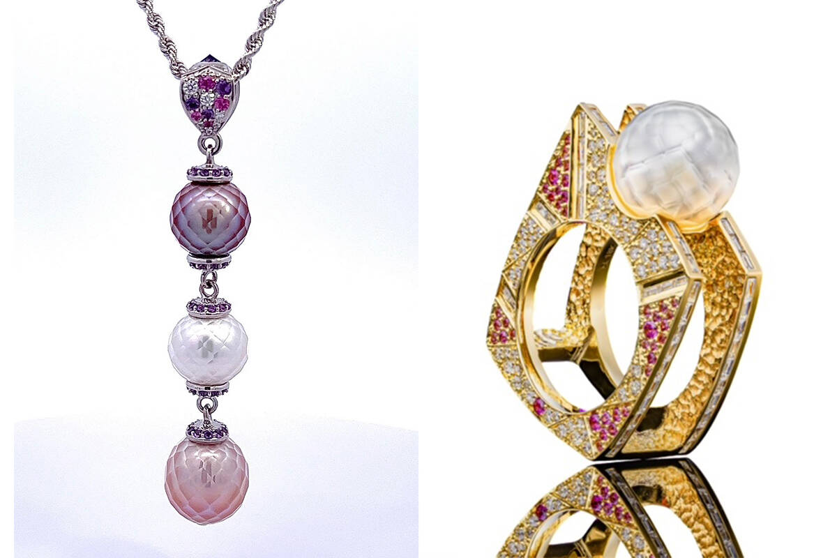 Robin Callahan Designs on Bainbridge Island creates custom jewelry from hand faceted pearls.