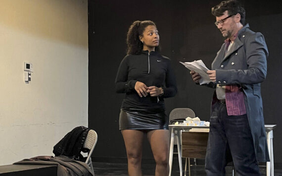 Maleah Woodley and Laurence Hughes rehearse for the play. inD Theatre Courtesy Photo