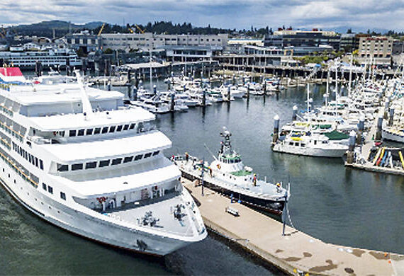 A cruise ship at a dock in Bremerton. Port of Bremerton courtesy photo