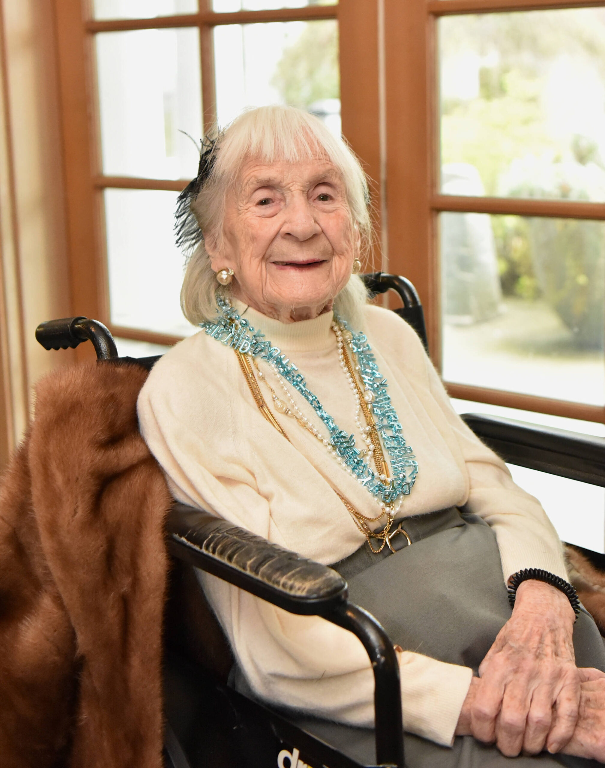 Wohlsen poses for a portrait to mark her 107th birthday.
