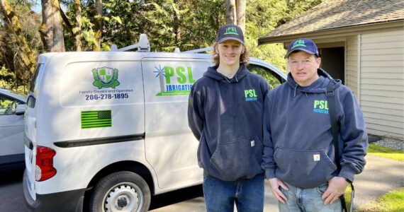 Bill Crane, left, with son Sean – the knowledgeable team behind Bainbridge Island's PSL Irrigation. PSL Irrigation photo