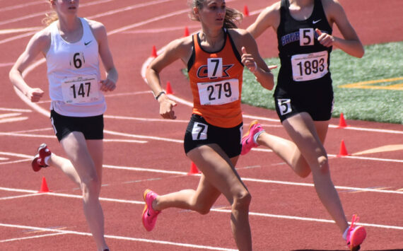 Central Kitsap’s Audra Palmer finished fifth in the 1600 event at state. Nicholas Zeller-Singh/Kitsap News Group Photos