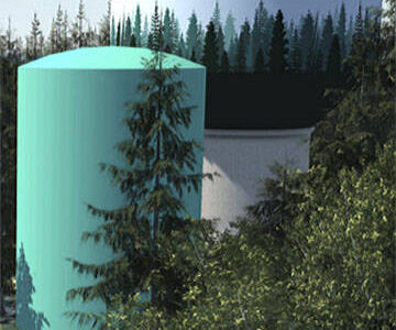 Rendition of water tower with tree mural. COBI courtesy image