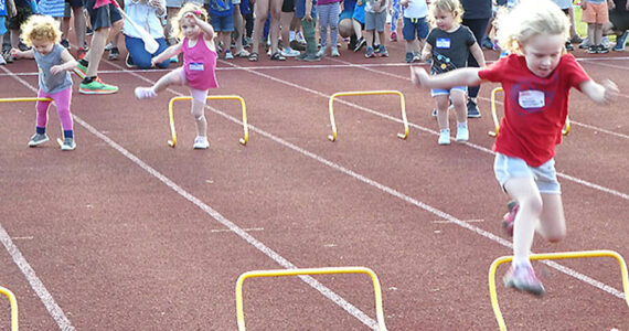 The 40-meter hurdles for young kids is always a crowd favorite. Don Macaluso courtesy photos