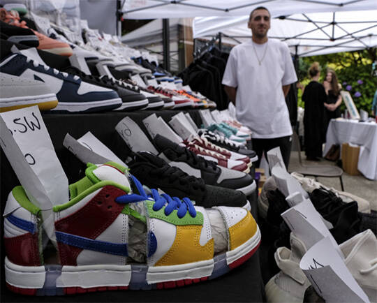 Even shoes at the event took on an artistic look at one vendor’s booth.