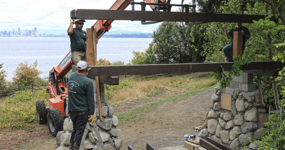 BI Parks Foundation courtesy photos
Workers construct the project, which overlooks Puget Sound and the Seattle skyline.