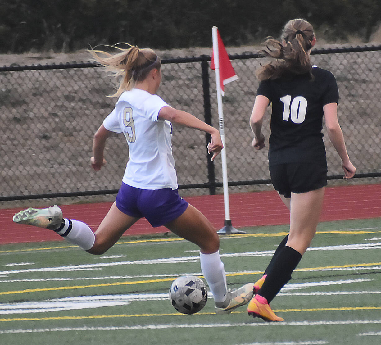 North Kitsap’s Evelyn Beers scores two goals for the Vikings as well.