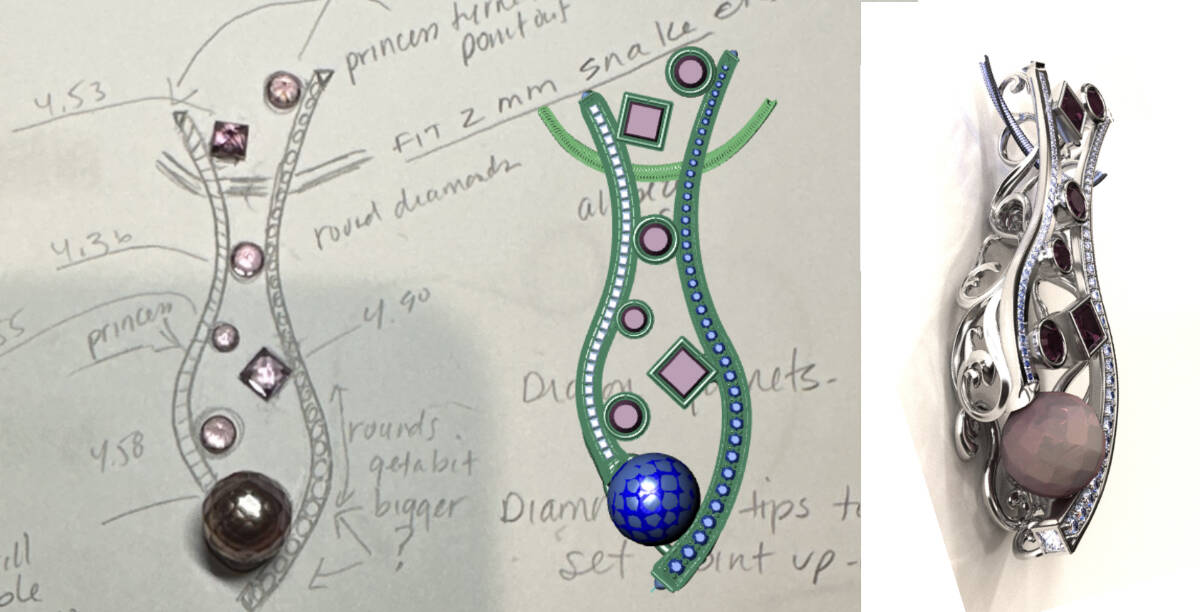 From sketch to CAD to final pendant, Robin Callahan takes care of every step of the jewelry-making process.