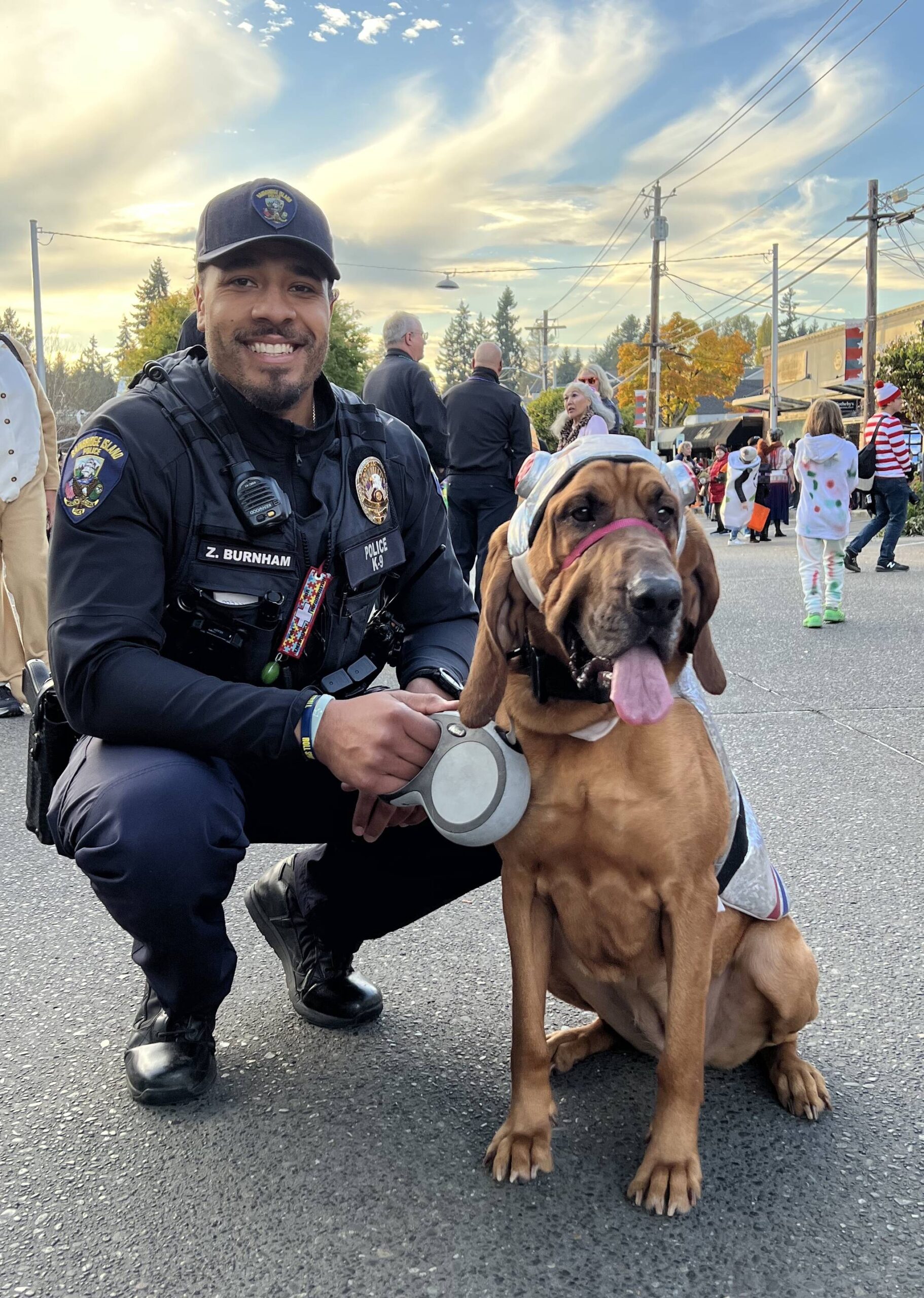 Bainbridge Island police officers Burnham and Whitney dress up for the occasion.