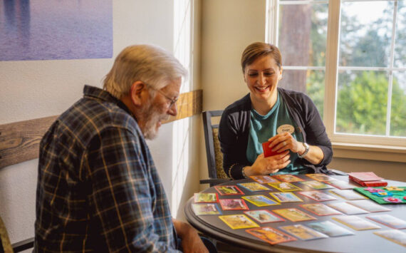 Fieldstone Memory Care of Bainbridge offers residents thoughtfully designed apartments and various amenities, including inviting common areas for socializing and activities, with access to 24/7 nursing care. Photo courtesy of Fieldstone.