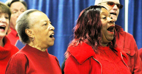 Elisha Meyer/Kitsap News Group
Sylvia Payne, left, and Ruth Jones sing from the soul in a rendition of 'The Storm is Passing Over.'