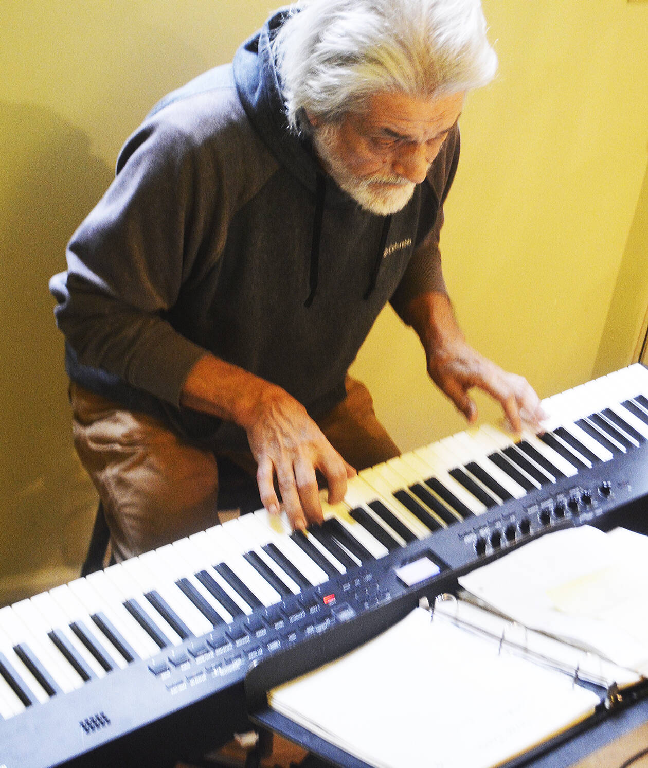 Dean Rowe plays keyboards in the Blue Street band.