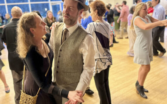 Peter Gammell/Kitsap News Group photos
Couples enjoyed the swing dance fundraiser for the band at Bainbridge High School over the weekend.