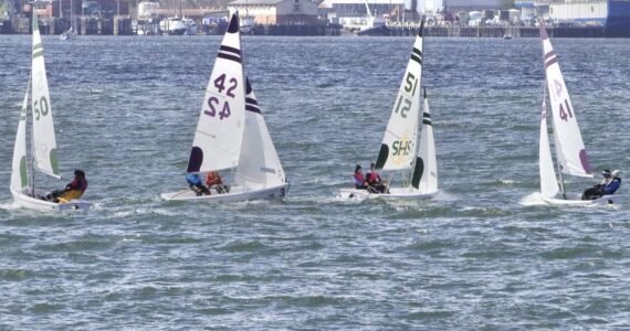 Joy Tappen courtesy photo
Bainbridge sailors in boats 41 and 42 try to keep their team’s lead.