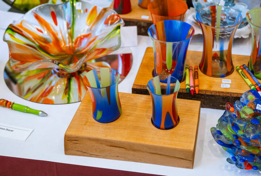 <p>BARN courtesy photo</p>
                                <p>Colorful glass sculptures and table art from Mud Flats Studio, a resident artist group at BARN.</p>
