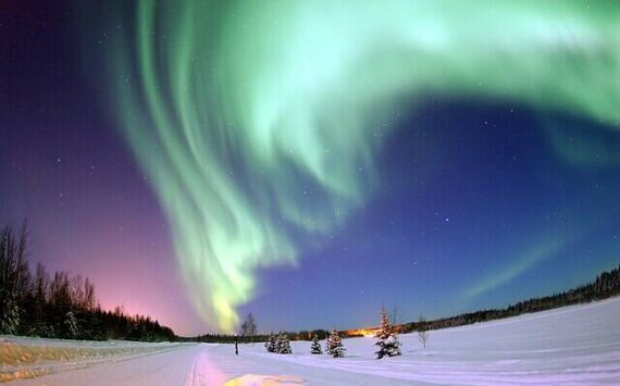 Air Force courtesy photo
The Aurora Borealis shines above Bear Lake at Eielson Air Force Base, AK.