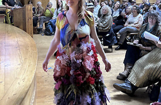 Peter Gammell/Kitsap News Group photos
Model Colleen Diessner wears a recycled dress designed by Brooke Fotheringham at the Refashion event at Islandwood May 19.