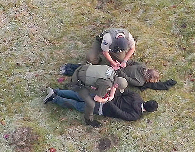 The suspects were immediately arrested as they came back to shore.