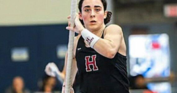 Harvard University courtesy photo
Bainbridge High School alum Ella McRitchie won the Ivy League Championship in women’s pole vault for Harvard University March 1, setting a new collegiate career best of 14 feet, 3.5 inches.