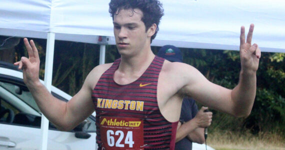 Luke Caputo/Kitsap News Group photos
Kingston Buccaneer Coen Van Vliet placed first in the boys cross-country 2-mile varsity event Sept. 3 in the Olympic League jamboree at the Kitsap County Fairgrounds.