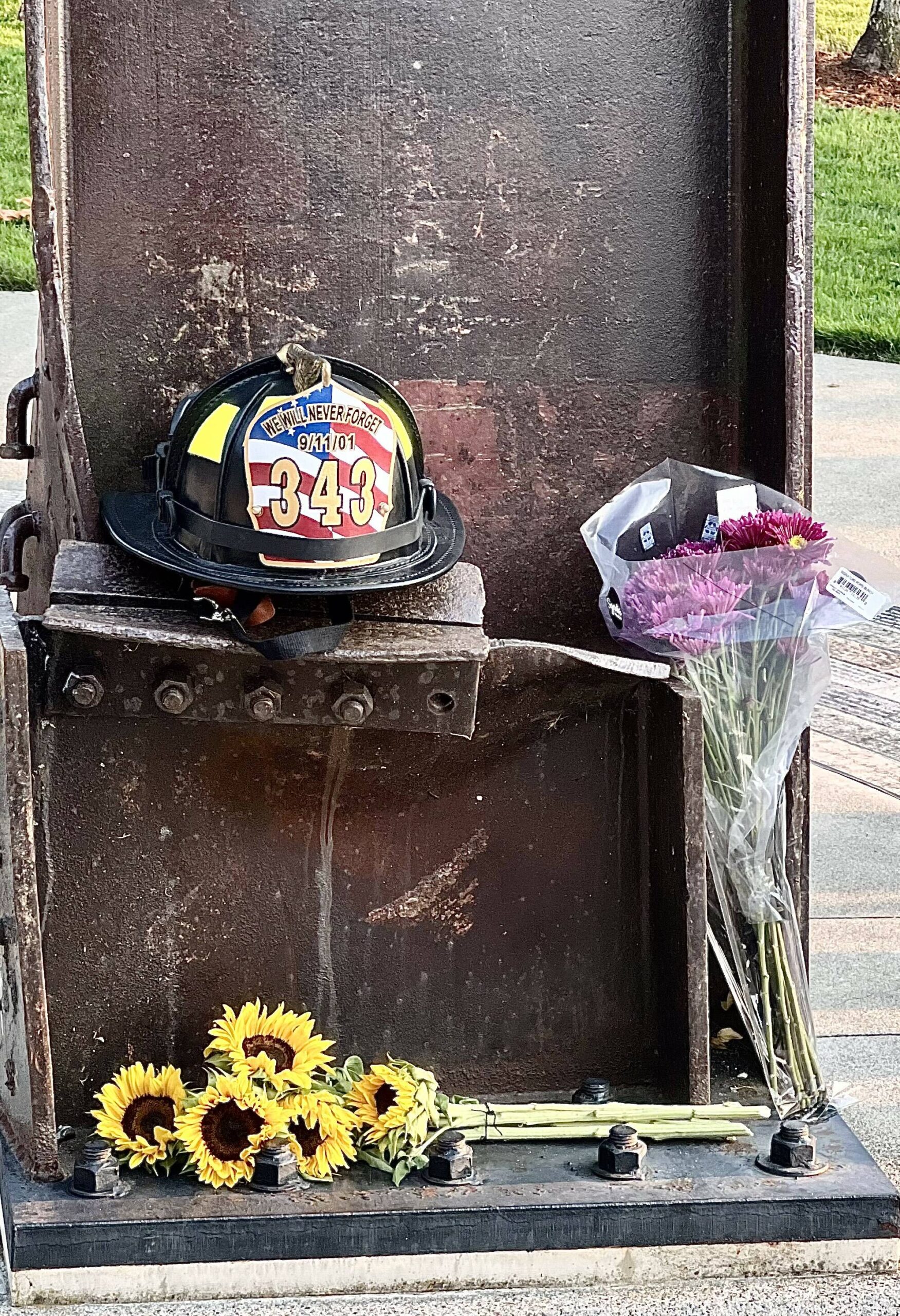 The memorial includes steel artifacts from the World Trade Center and honors the 343 New York City firefighters who died in the terrorist attacks of Sept.11, 2001.