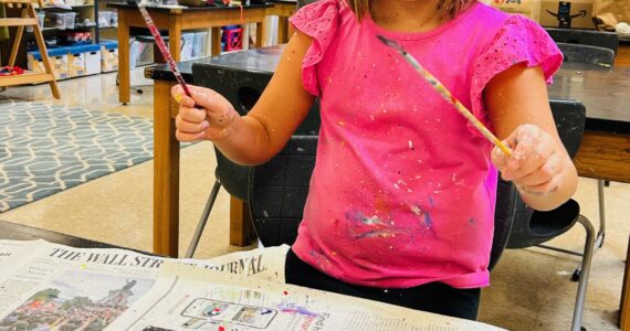 Lishu Rodriguez and Emily Lohman courtesy photos
1st and 2nd-grade students explore painting projects at Ordway Elementary’s after-school art program.