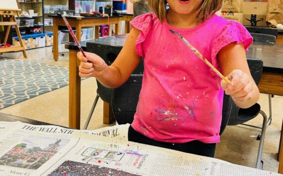 Lishu Rodriguez and Emily Lohman courtesy photos
1st and 2nd-grade students explore painting projects at Ordway Elementary’s after-school art program.