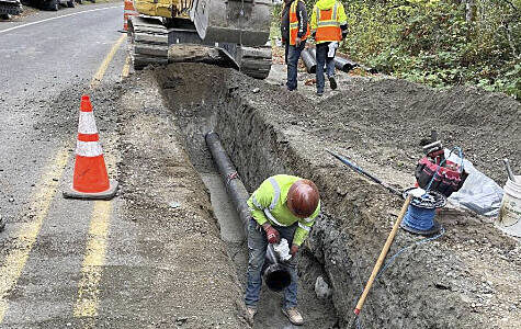 COBI courtesy photo
The contractor recently bored a 210-foot path about eight feet below Highway 305 at Madison Avenue and installed a 20-inch steel casing beneath the highway.