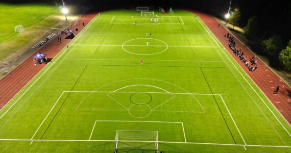 Kevin Miller courtesy photo
New lights shine bright at the Woodward Middle School field.