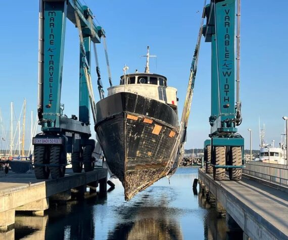 U.S. Coast Guard courtesy photo
The ‘Cairdeas’ was successfully removed from Sinclair Inlet and shipped to Port Townsend.