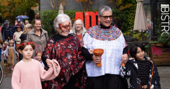 BIMA courtesy photos
Cynthia Sears (left) and Alice Mendoza (right) walk in the procession of the butterflies during the Día de los Muertos celebration on Bainbridge Island Nov. 1.