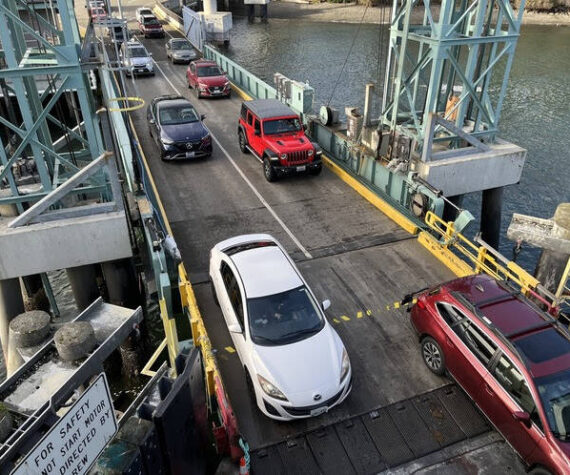 <p>File photo</p>
                                <p>Vehicles boarding a ferry at the Bainbridge terminal.</p>