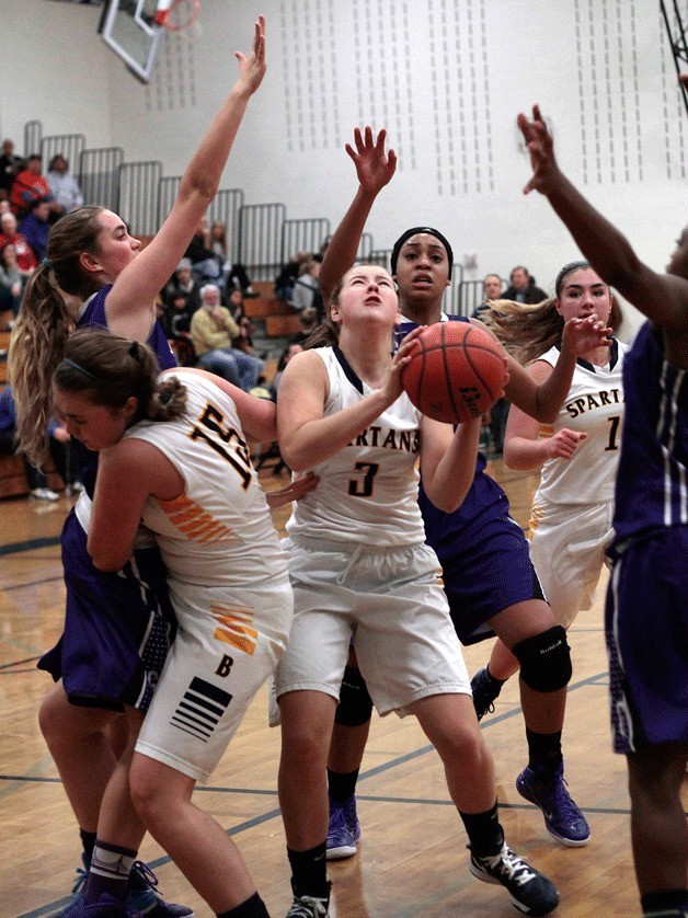 Junior Spartan wing Carly Lant scored five points for the Spartans against Garfield.