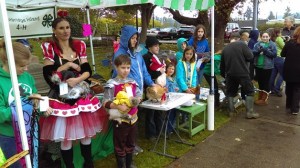 Contestants in the Bainbridge Island 4-H chicken costume contest await the judging.