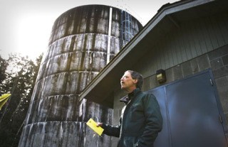 Kitsap PUD hydrogeologist Martin Sebren on a monitoring detail for a north-end well that supplies water to 1